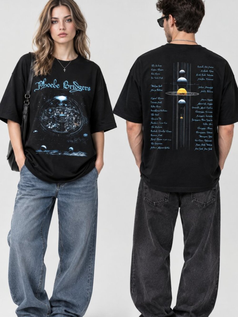 Black Phoebe Bridgers Celestial Space World Tour Graphic Tee For Music Fans